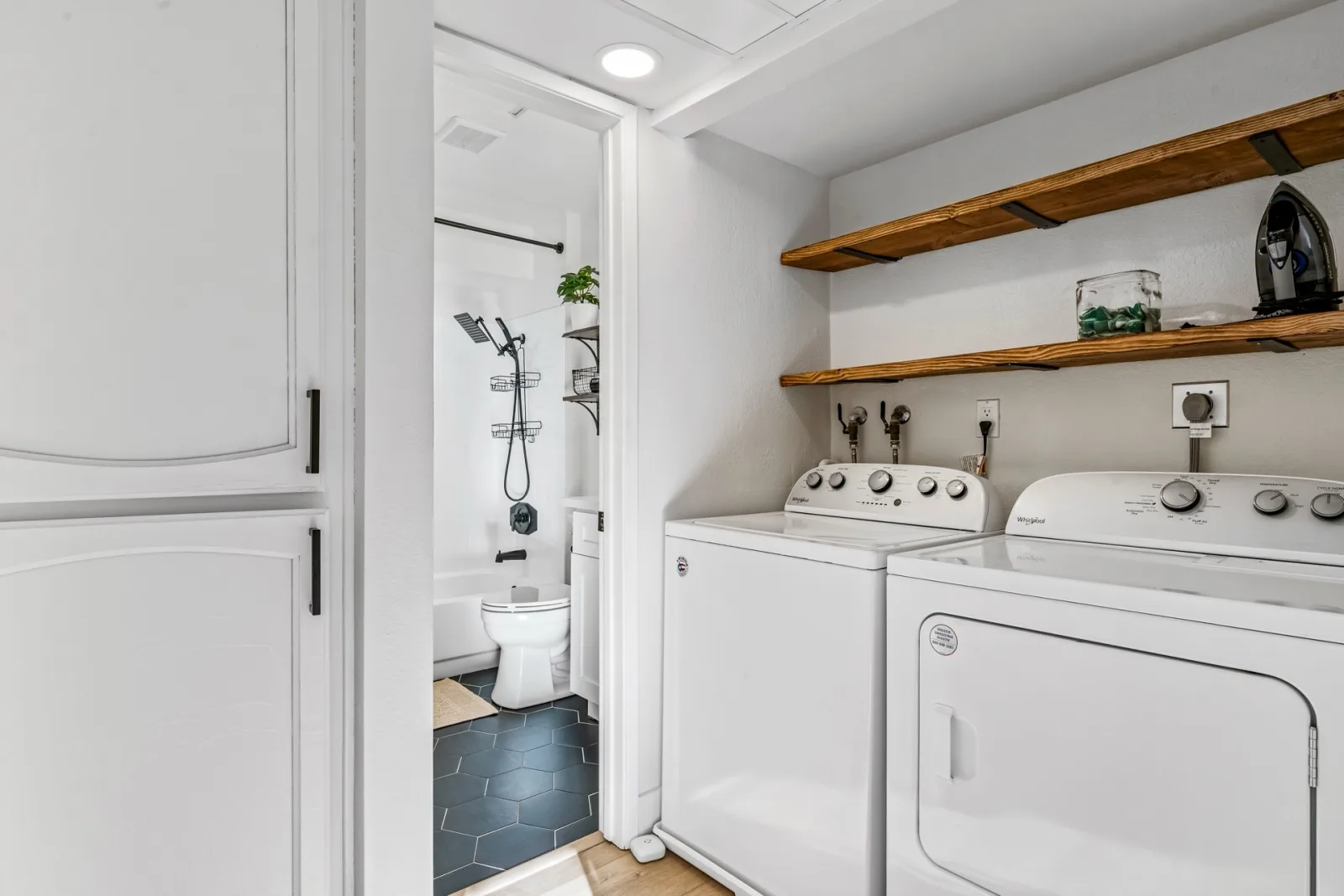 In-unit laundry and shelving